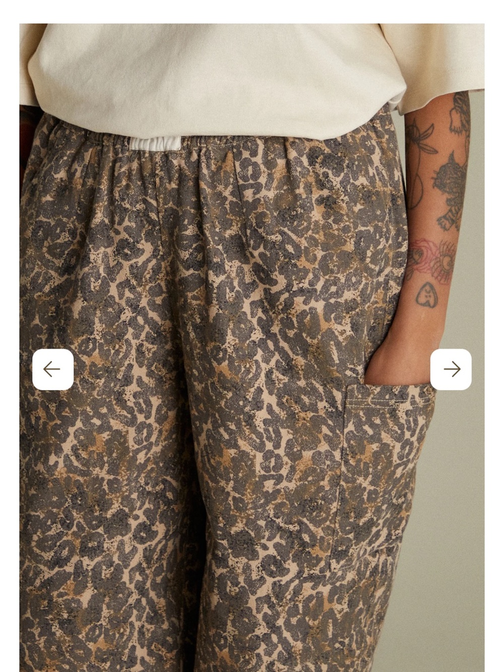 Claude Brown Leopard Print Elastic Waist Trouser Pants - Picture 9 of 10